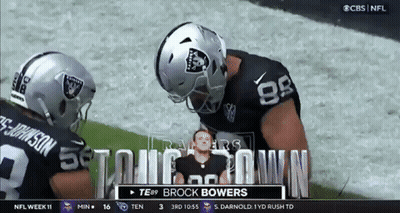 A Cbs Nfl Broadcast Of A Football Game Between The Raiders And Titans GIF