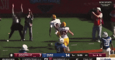 A Cbs Sports Broadcast Of A Football Game Between Duke And Arizona GIF