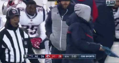 A Cbs Sports Broadcast Of A Football Game Between The Patriots And The Kansas City Chiefs GIF