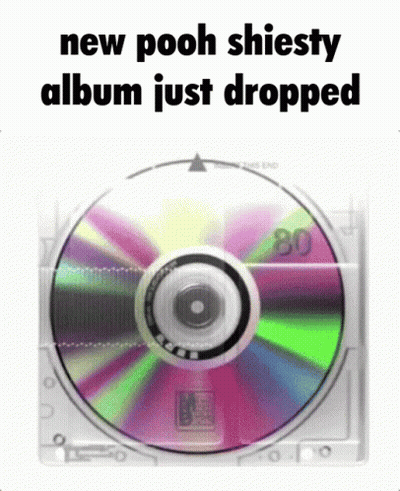 A Cd With The Words " New Pooh Shiesty Album Just Dropped " Written On It GIF