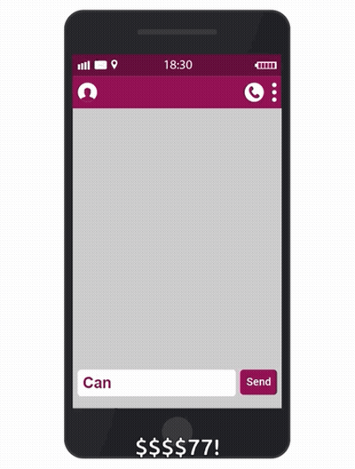 A Cell Phone Displays A Text Message Asking If Someone Can Bring Their Dog GIF