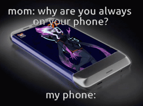 A Cell Phone With A Picture Of A Person On The Screen And The Words Mom Why Are You Always On Your Phone GIF
