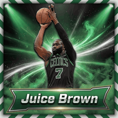 A Celtics Player Named Juice Brown Is Holding A Basketball In His Hand GIF