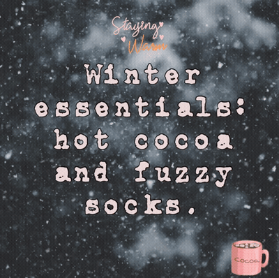A Chalkboard With The Words Winter Essentials Hot Cocoa And Fuzzy Socks GIF