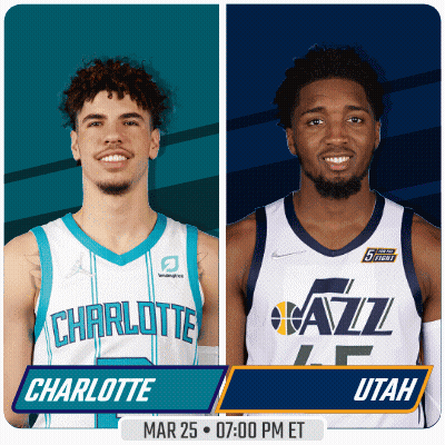 A Charlotte And Utah Basketball Game Is Scheduled For Mar 25 At 07:00 Pm Et GIF