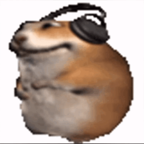 A Cheems Dog Wearing Headphones Is Smiling And Looking At The Camera . GIF