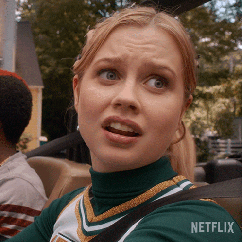 A Cheerleader With A Netflix Logo On The Bottom GIF