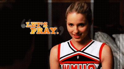 A Cheerleader With The Words Let 'S Pray On The Top GIF