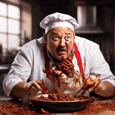 A Chef Is Making A Funny Face While Cooking GIF