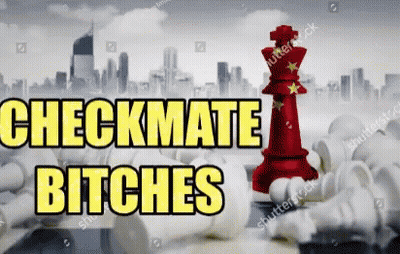 A Chess Board With The Words Checkmate Bitches Written Above It GIF