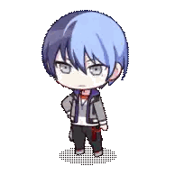 A Chibi Drawing Of A Boy With Blue Hair And Black Pants . Sticker