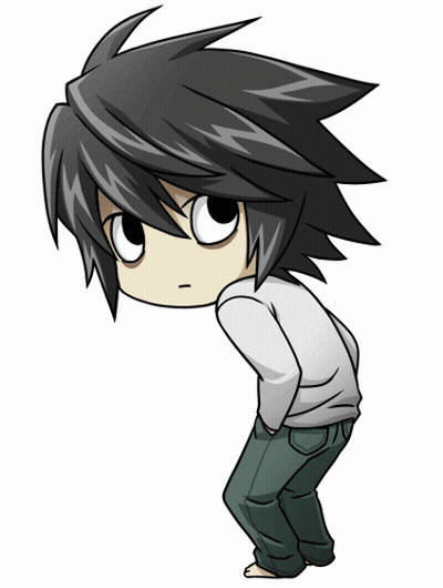 A Chibi Drawing Of A Boy With His Eyes Closed GIF