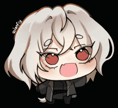 A Chibi Drawing Of A Girl With White Hair And Red Eyes By Asianfly GIF