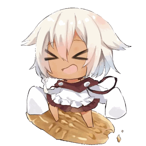 A Chibi Drawing Of A Girl With White Hair Sitting On A Pancake With Her Eyes Closed Sticker