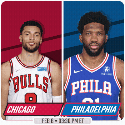 A Chicago Bulls Player And A Philadelphia Bulls Player GIF