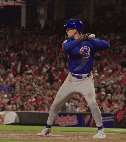 A Chicago Cubs Baseball Player Getting Ready To Bat GIF