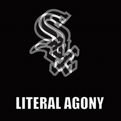 A Chicago White Sox Logo With The Words Literal Agony Underneath It GIF