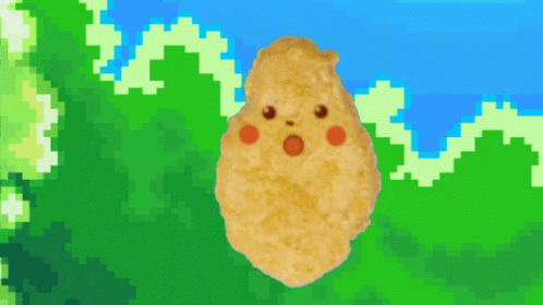 A Chicken Nugget With A Surprised Look On His Face GIF