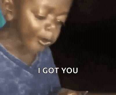 A Child Is Crying And Saying `` I Got You '' While Looking At Something . GIF