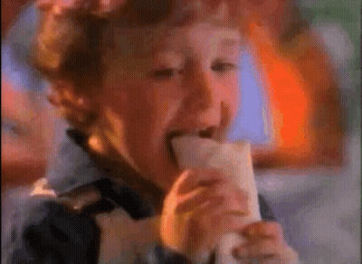 A Child Is Eating A Burrito In A Painting GIF