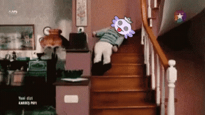 A Child Is Falling Down A Set Of Stairs With The Words Yeni Dizi Kardes Peri In The Corner GIF