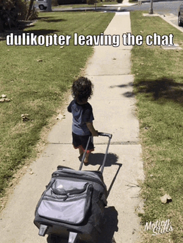 Child Pulling Suitcase Leaving Chat GIF