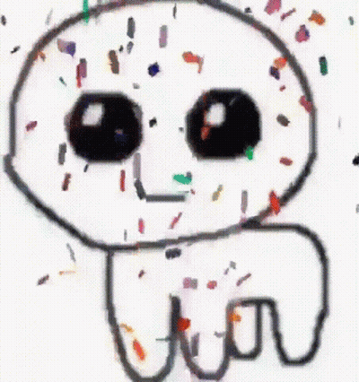 A Child 'S Drawing Of A Skeleton With Confetti Around It GIF