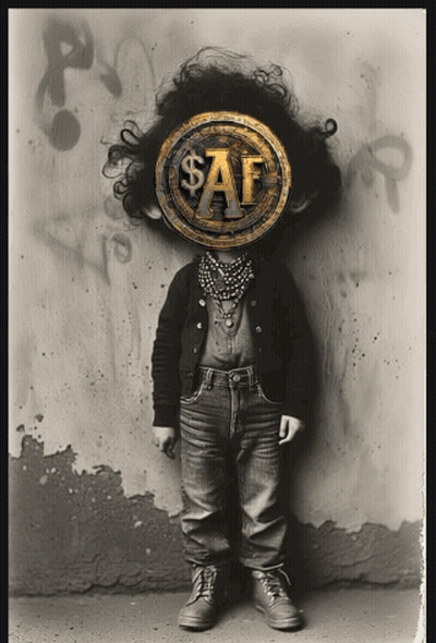 A Child With A Coin In Front Of His Face That Says Saf On It GIF