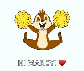 A Chipmunk Is Jumping In The Air While Holding Cheer Pom Poms And Saying Hi Marcy . GIF