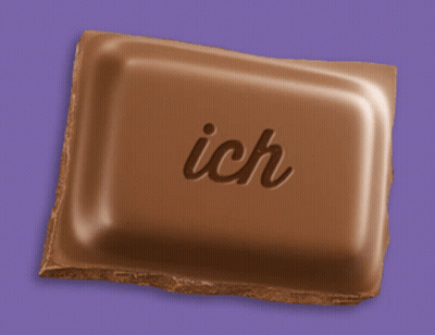 A Chocolate Bar That Says Ich On It GIF