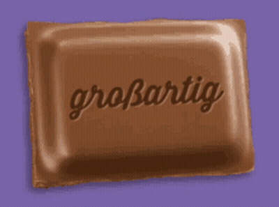 A Chocolate Bar With The Word Großartige On It GIF