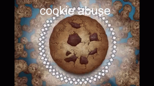 A Chocolate Chip Cookie Surrounded By Other Cookies With The Words Cookie Abuse Below It GIF