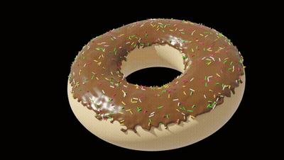 A Chocolate Covered Donut With Sprinkles On It GIF