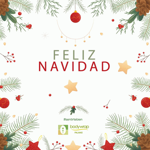 A Christmas Card That Says Feliz Navidad In Red GIF