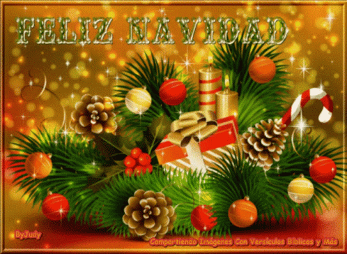 A Christmas Card That Says Feliz Navidad On The Top GIF