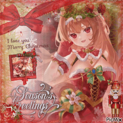 A Christmas Card That Says I Love You Merry Christmas Seasons Greetings GIF