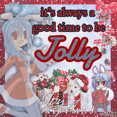 A Christmas Card That Says It 'S Always A Good Time To Be Jolly With Anime Characters GIF