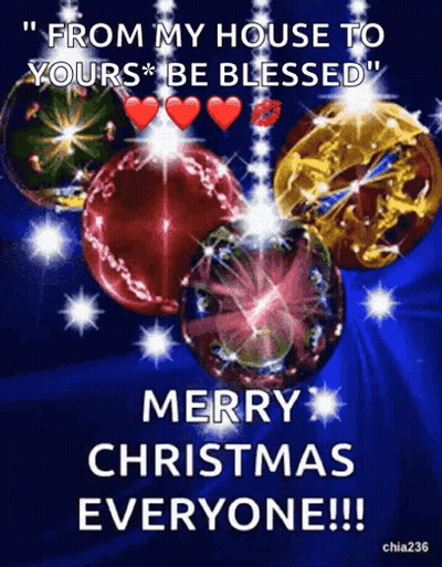 A Christmas Card That Says Merry Christmas Everyone GIF