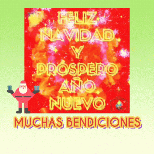 A Christmas Card That Says Muchas Bendiciones On The Bottom GIF