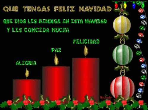 A Christmas Card That Says Que Tengas Feliz Navidad On The Top GIF