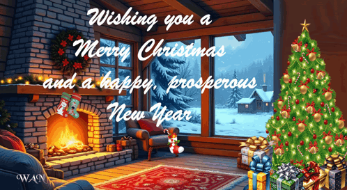 A Christmas Card Wishing You A Merry Christmas And A Happy And Prosperous New Year GIF