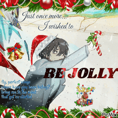 A Christmas Card With A Boy In A Santa Hat Holding A Candy Cane GIF