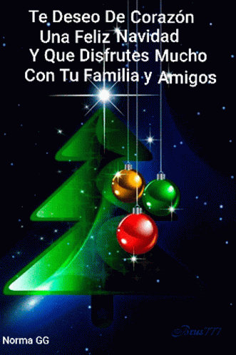 A Christmas Card With A Christmas Tree And Decorations GIF