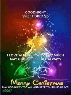 A Christmas Card With A Colorful Christmas Tree And The Words Goodnight Sweet Dreams GIF