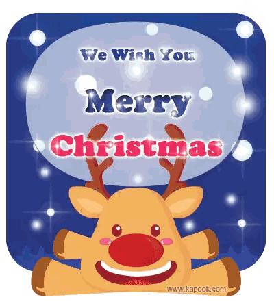 A Christmas Card With A Reindeer And The Words Merry Christmas Sticker