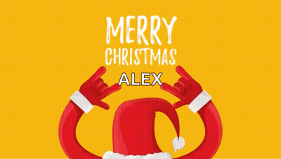A Christmas Card With A Santa Claus Making A Rock And Roll Sign GIF