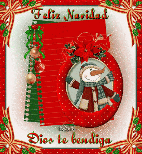 A Christmas Card With A Snowman And The Words Feliz Navidad GIF