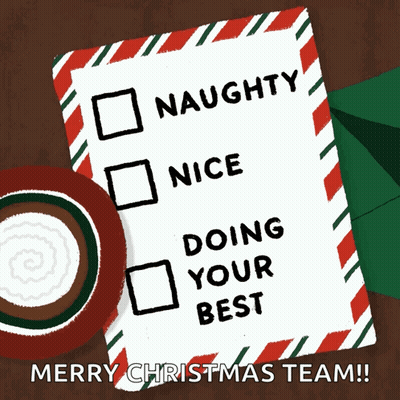 A Christmas Card With Naughty Nice And Doing Your Best Checked GIF
