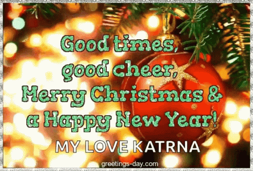 A Christmas Card With The Words Good Times Good Cheer Merry Christmas & A Happy New Year GIF