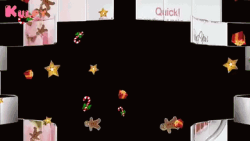 A Christmas Greeting Card That Says " Quick " On It GIF
